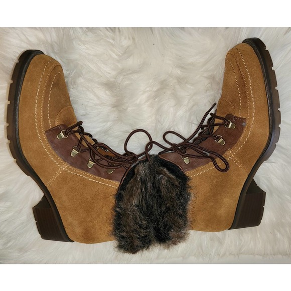Sporto Holly Suede Winter Ankle Boots Chestnut Brown Faux - Picture 2 of 8